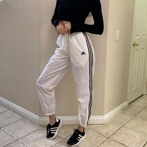 White ADIDAS High Waisted Pockets Athletic Pants m